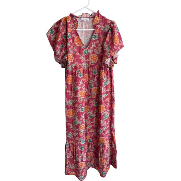 THML Floral Midi Dress Flutter Sleeve size small - Picture 2 of 6